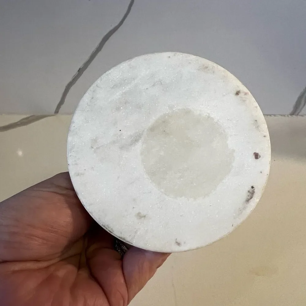 Williams Sonoma White Marble Turned Candlestick Holder